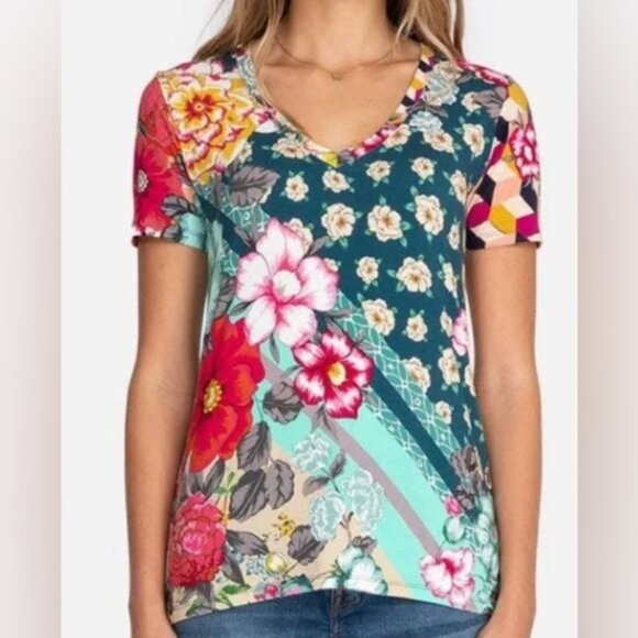 Johnny Was Nellie Favorite Bamboo V-Neck Shirt Sz XXL EUC - Picture 1 of 9